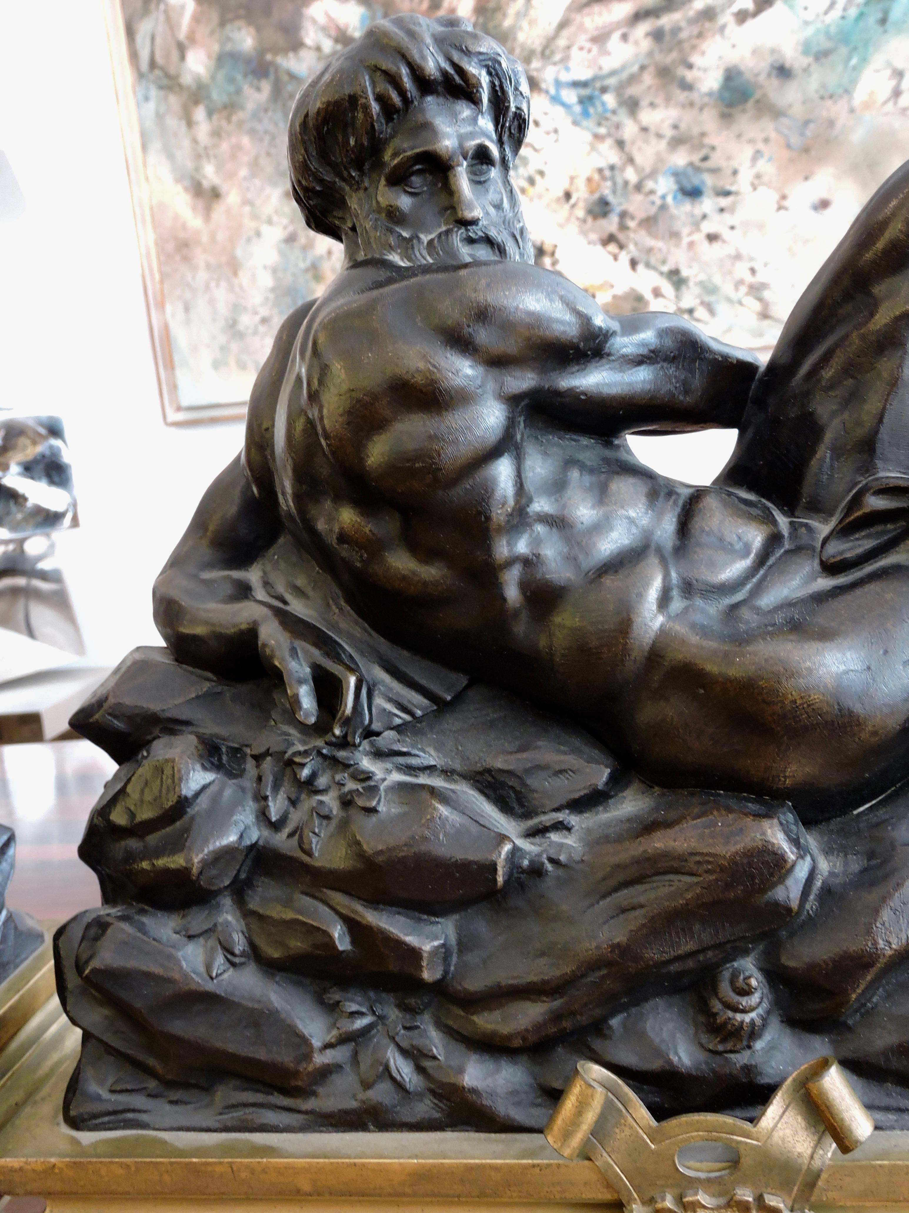 Mid-19th Century Day and Night, a Pair of 19th Century Bronze Sculpture after Michelangelo