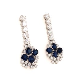 Day and Night Earstuds with Sapphires and Diamonds in 18 Karat White Gold