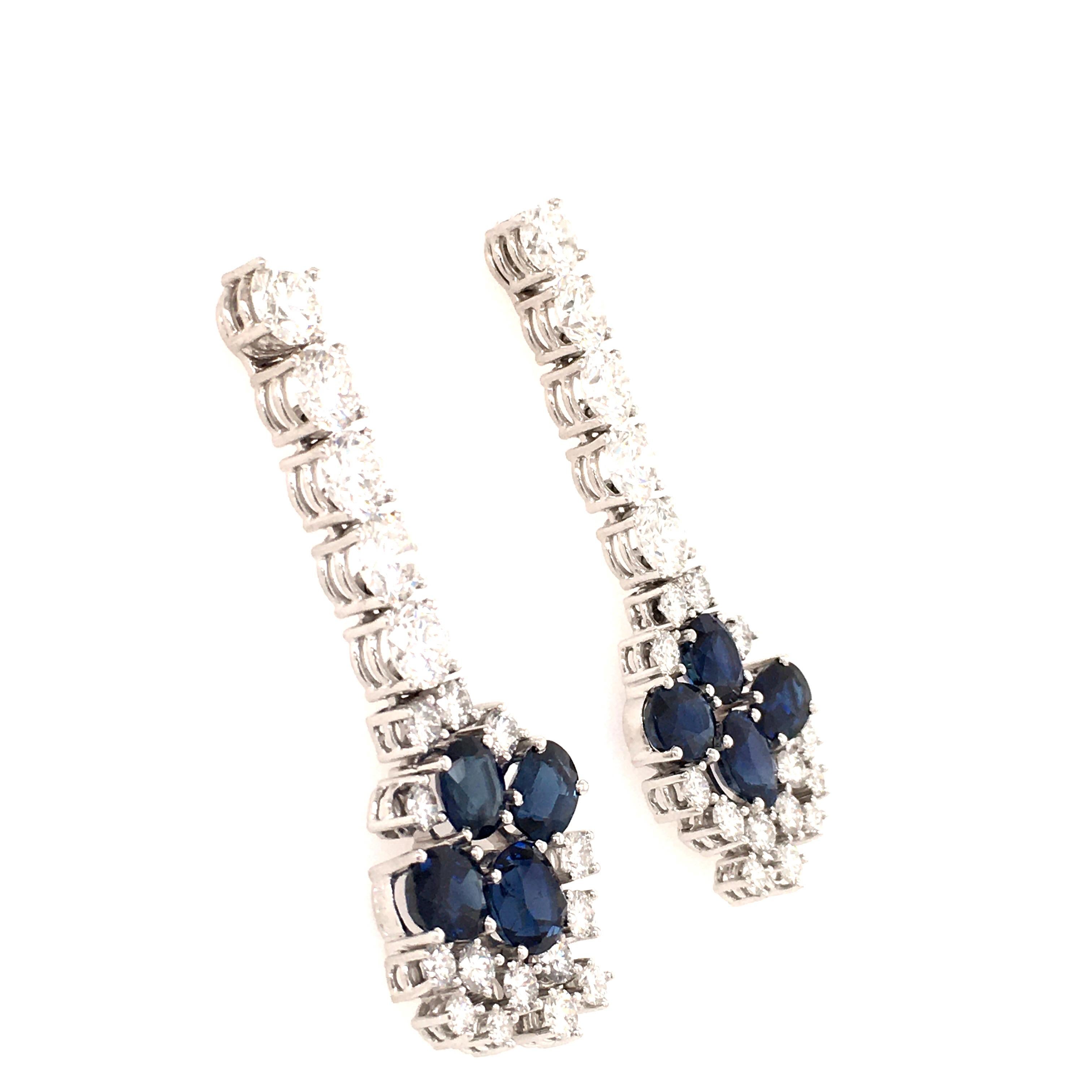 Contemporary Day and Night Earstuds with Sapphires and Diamonds in 18 Karat White Gold For Sale