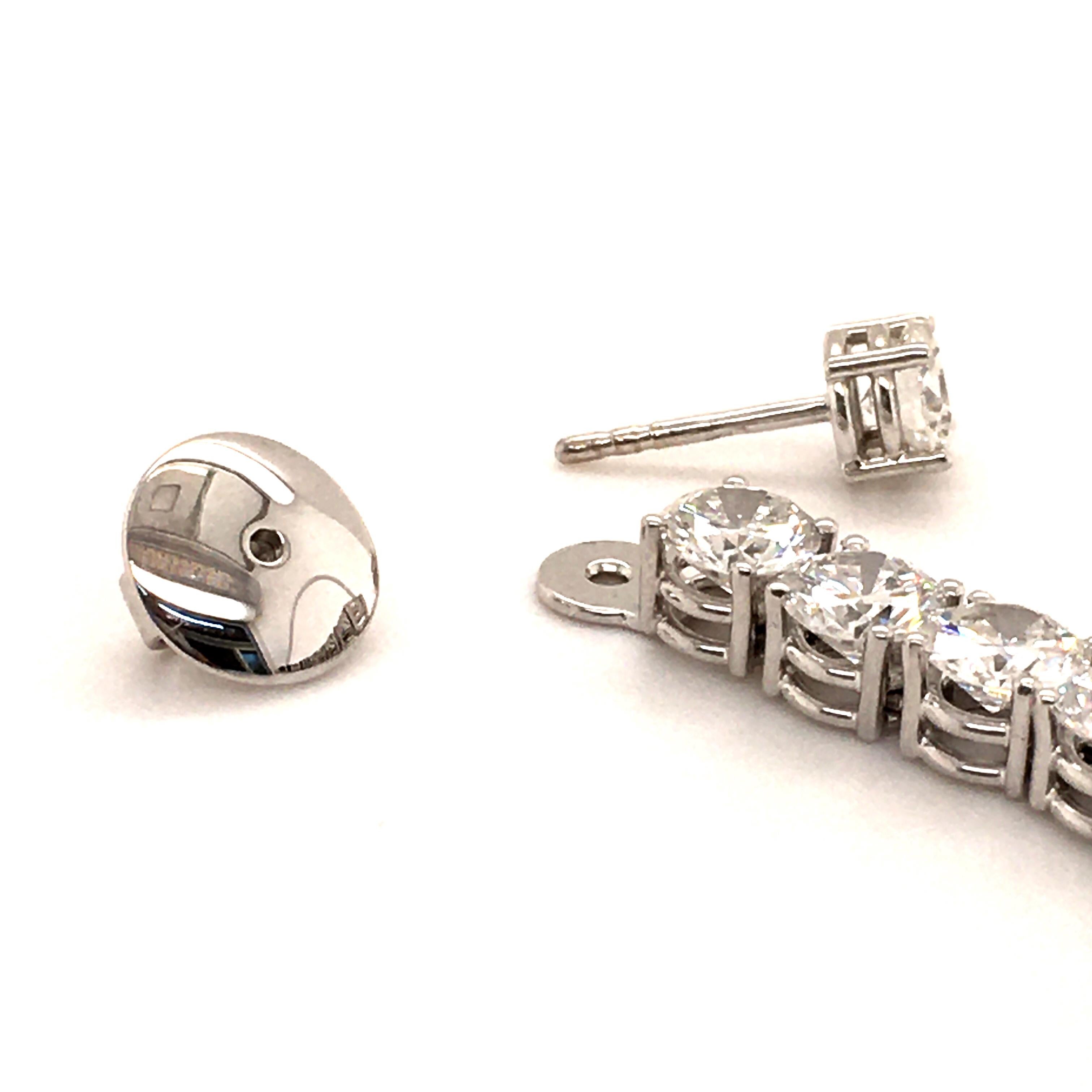Women's or Men's Day and Night Earstuds with Sapphires and Diamonds in 18 Karat White Gold For Sale