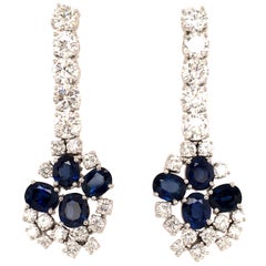 Vintage Day and Night Earstuds with Sapphires and Diamonds in 18 Karat White Gold