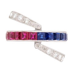 Day and Night Ring with Rubies, Sapphires and Diamonds, circa 1930s