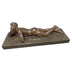 "Day Dream," Highly Rare Bronze Sculpture of Male Nude by Hancock, 1938
