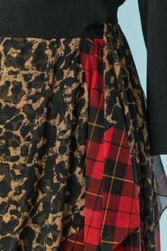 Day dress in black crêpe and silk printed chiffon bottom Bill BLASS Dress