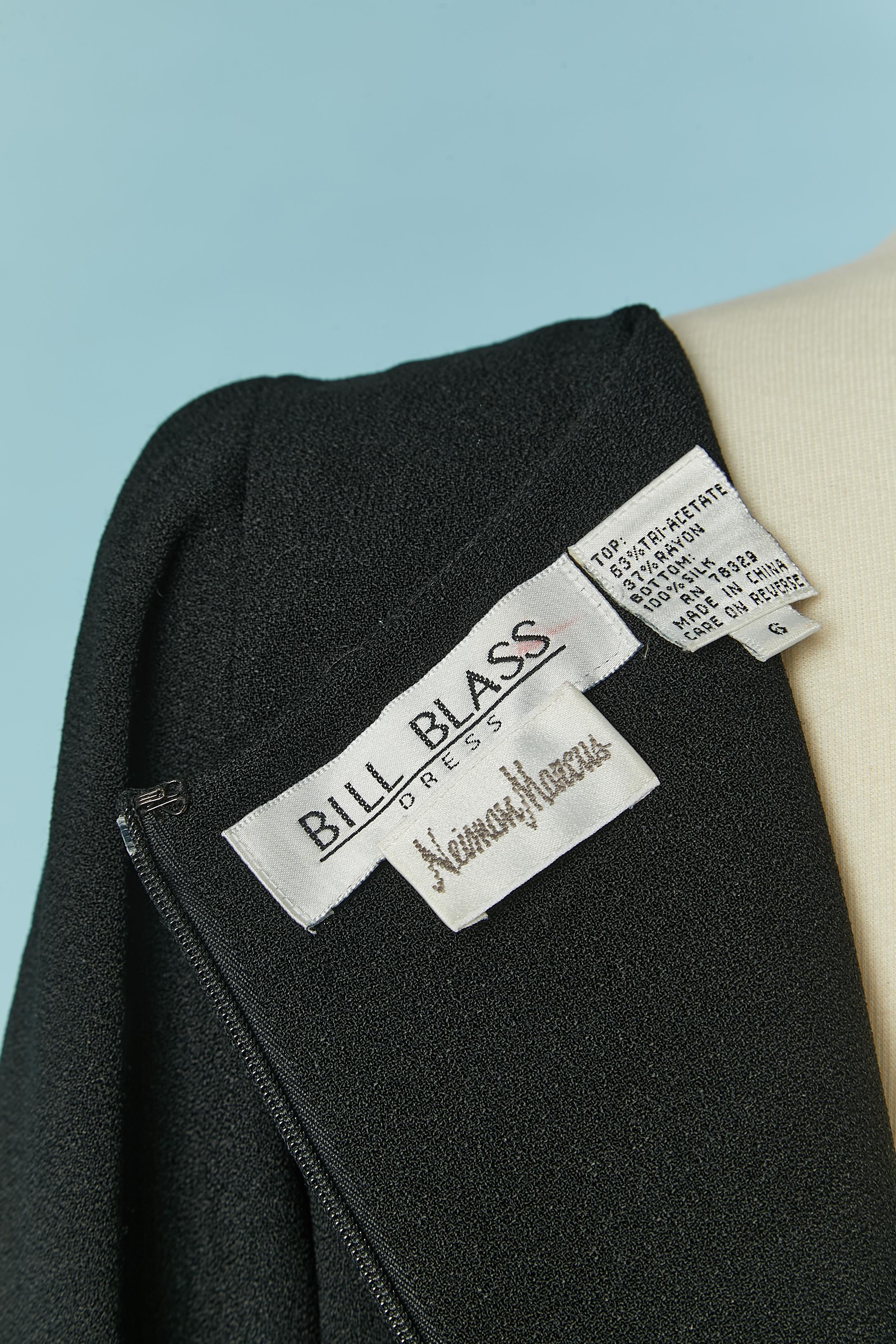 Day dress in black crêpe and silk printed chiffon bottom Bill BLASS Dress For Sale 2