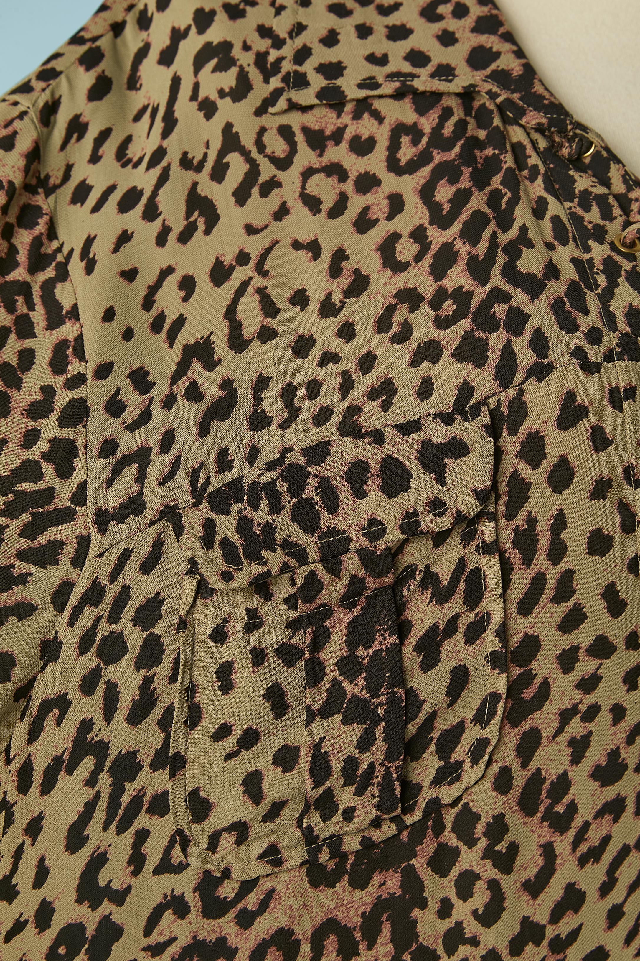 Vestido de día con encajes y estampado de leopardo LAURENCE DOLIGÉ en Excelente estado para la venta en Saint-Ouen-Sur-Seine, FR