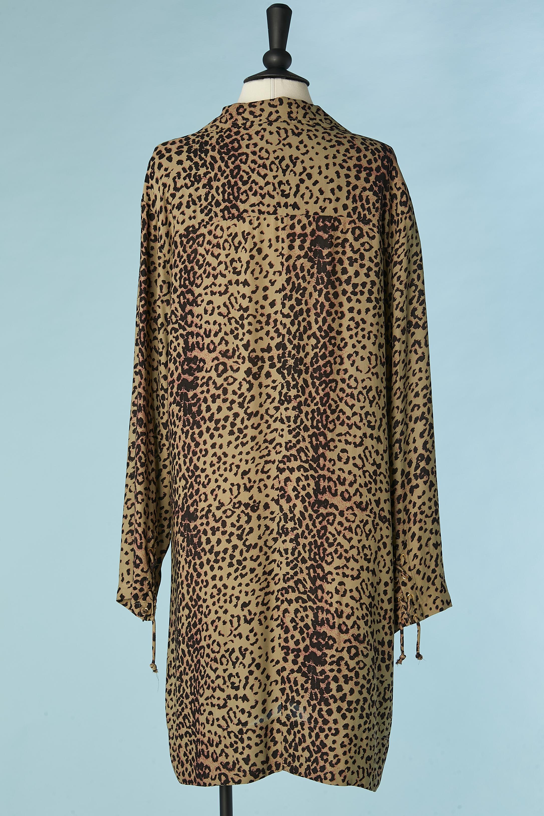 Vestido de día con encajes y estampado de leopardo LAURENCE DOLIGÉ en venta 1