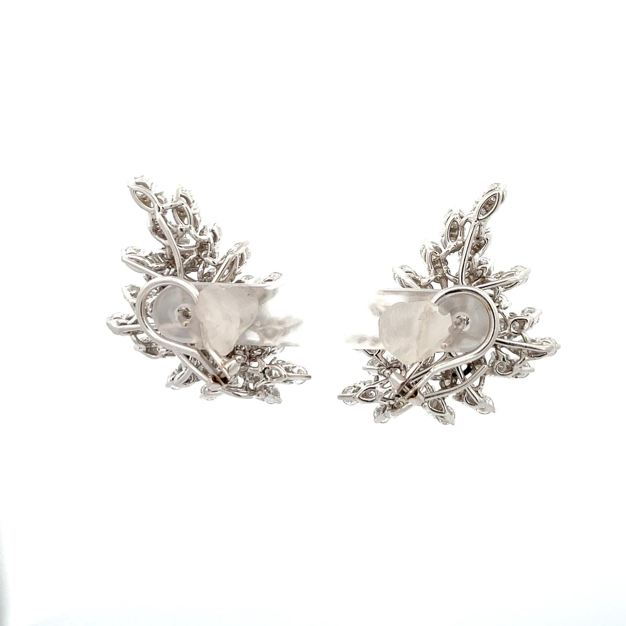 Day & Knight Diamond Starburst Cluster Earrings 9.50 Carats 18 Karat White Gold 3