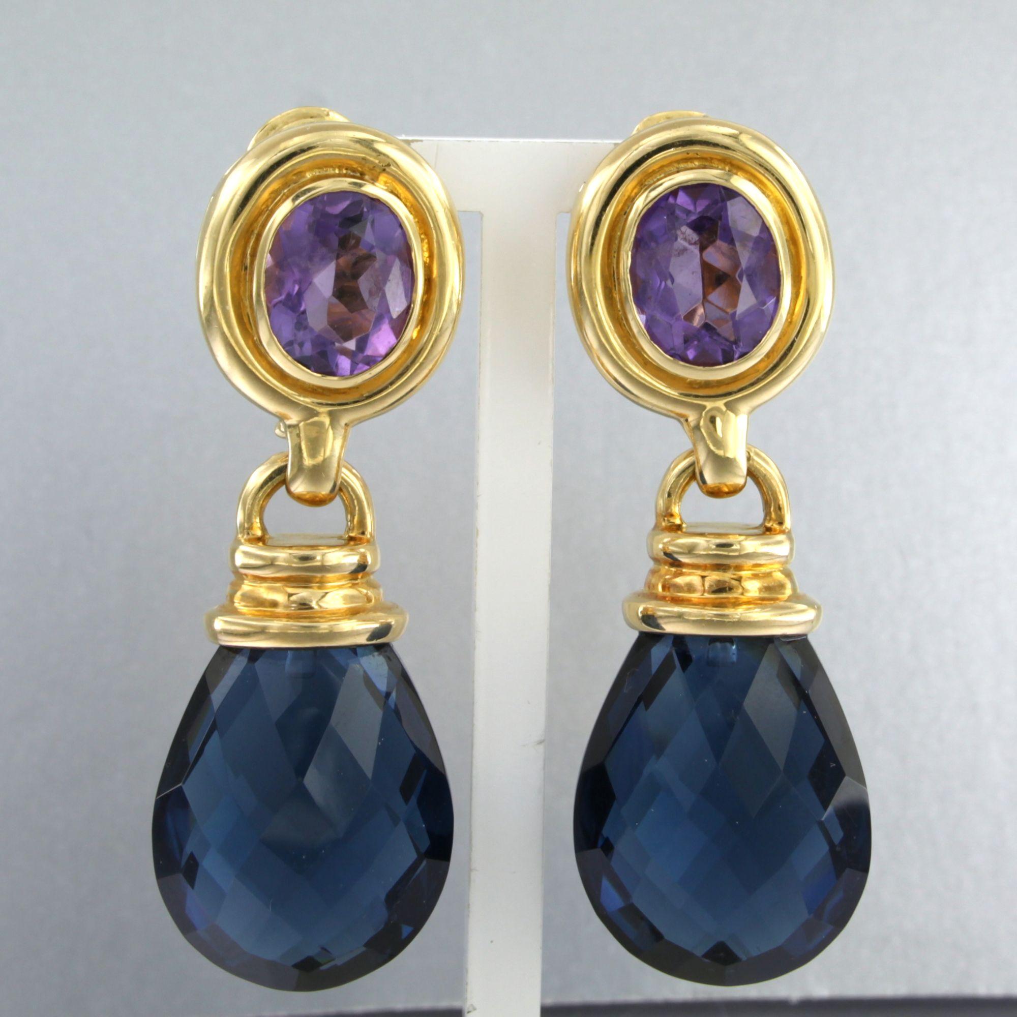 Orecchini DAY & NIGHT in oro giallo 18 ct. con ametista e topazio - 64,6 grammi In condizioni ottime in vendita a The Hague, ZH