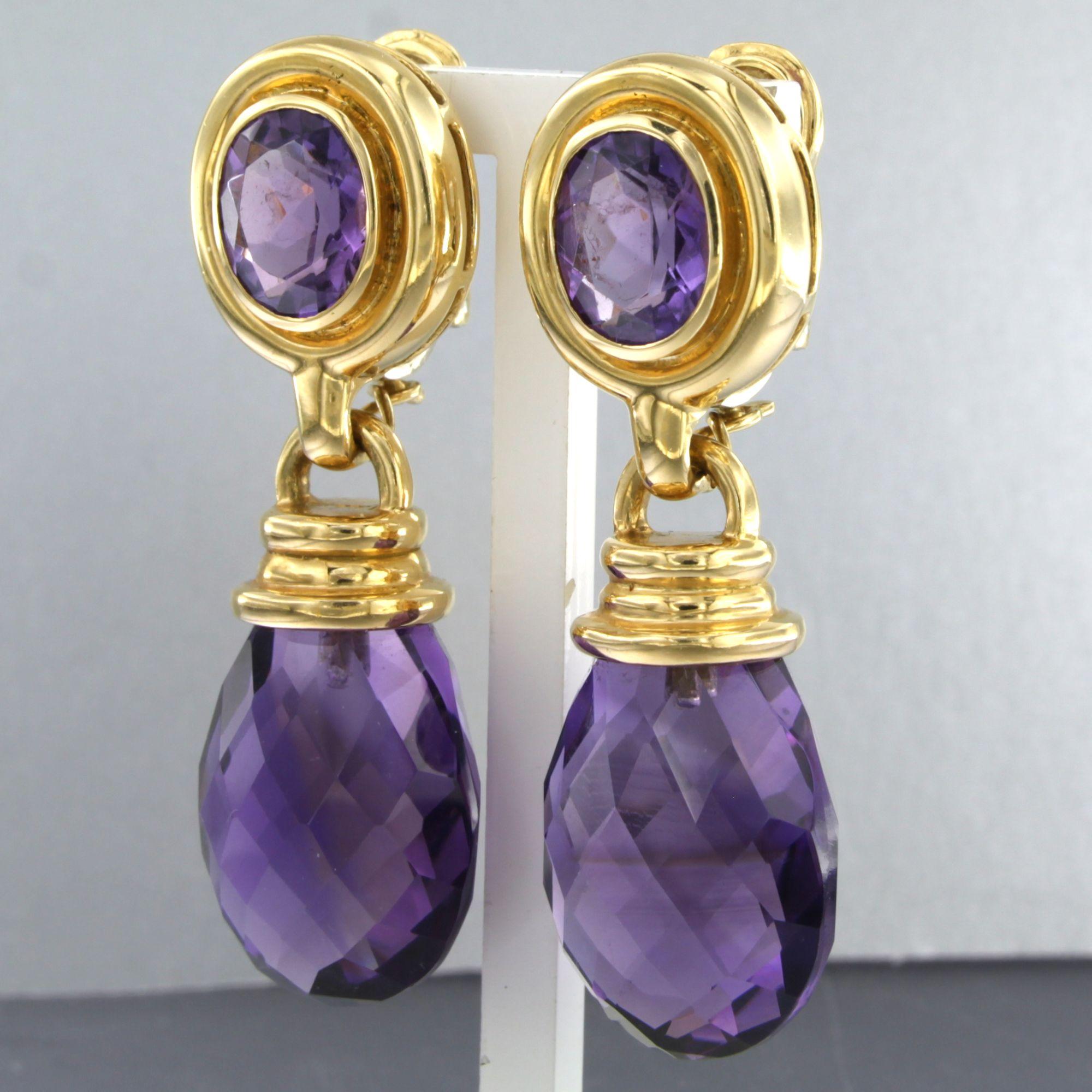 da uomo o donna Orecchini DAY & NIGHT in oro giallo 18 ct. con ametista e topazio - 64,6 grammi in vendita