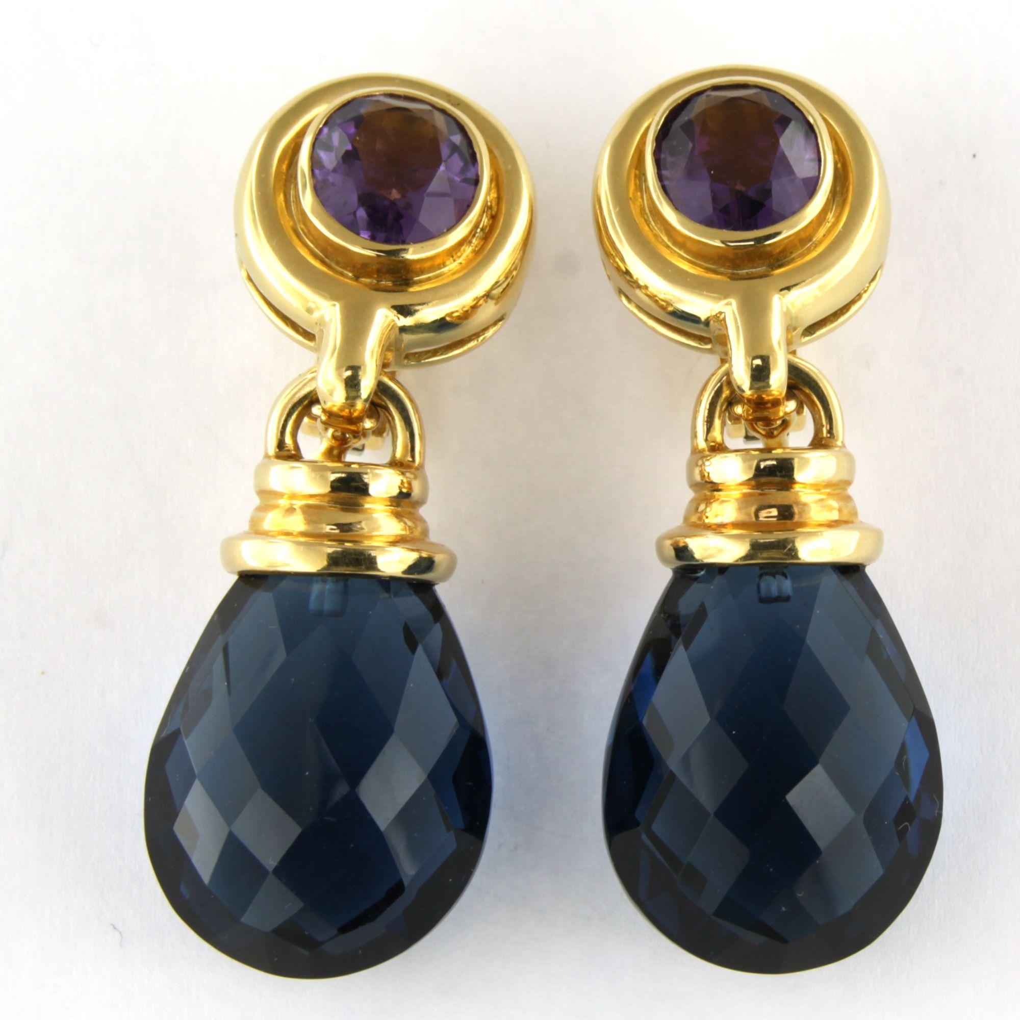 Orecchini DAY & NIGHT in oro giallo 18 ct. con ametista e topazio - 64,6 grammi in vendita 2