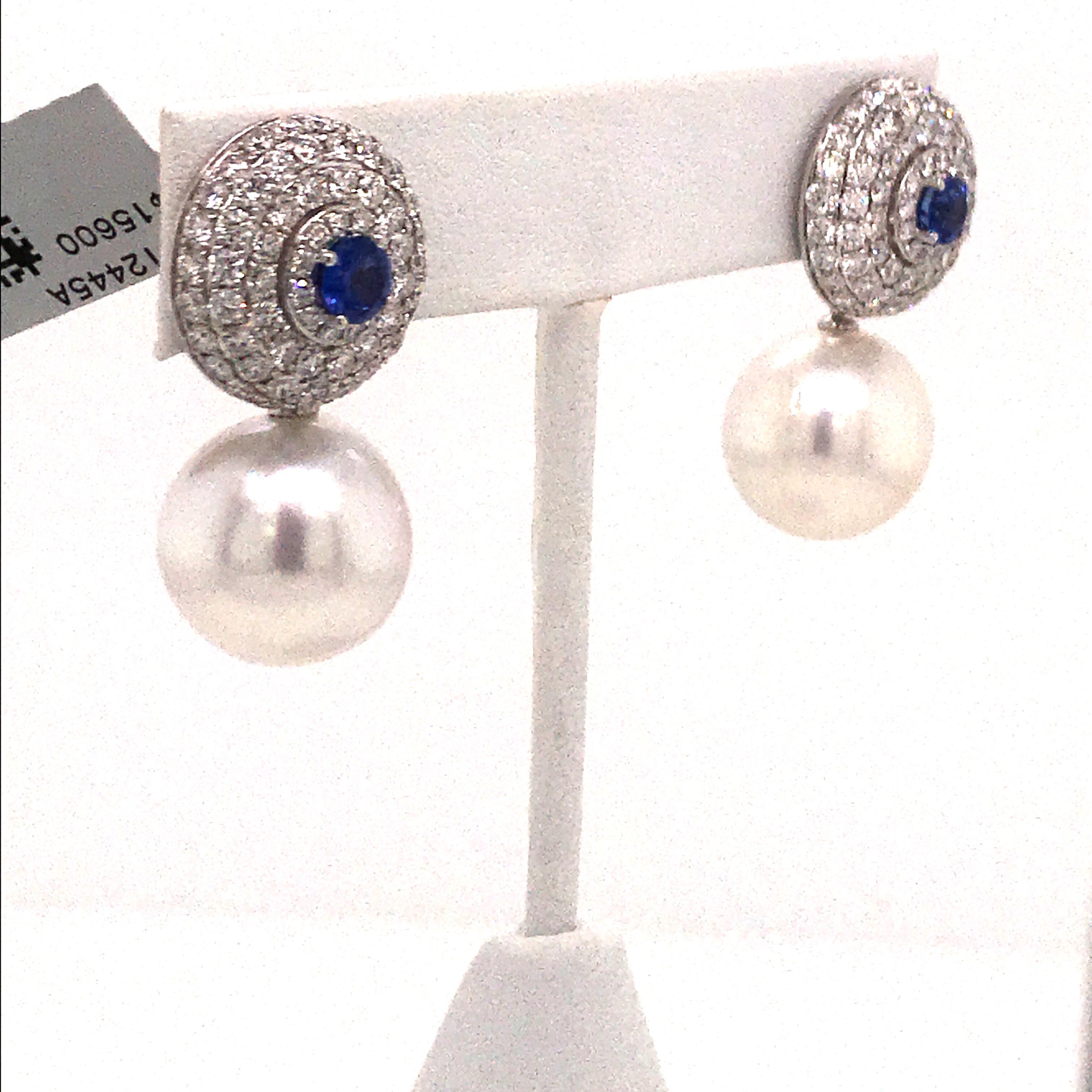 sapphire and pearl earrings