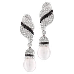 Day & Night South Sea Pearl & Diamond Dangle Earrings