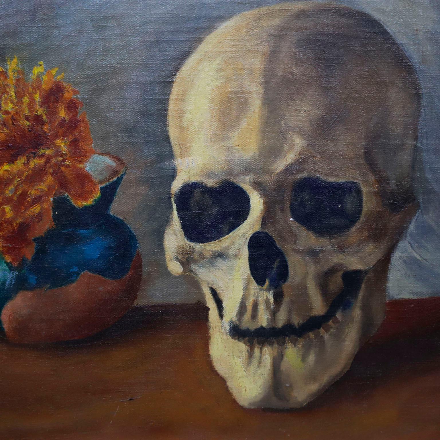 Day of the Dead Altar Painting Oil on  Cardboard signed and dated 1962.