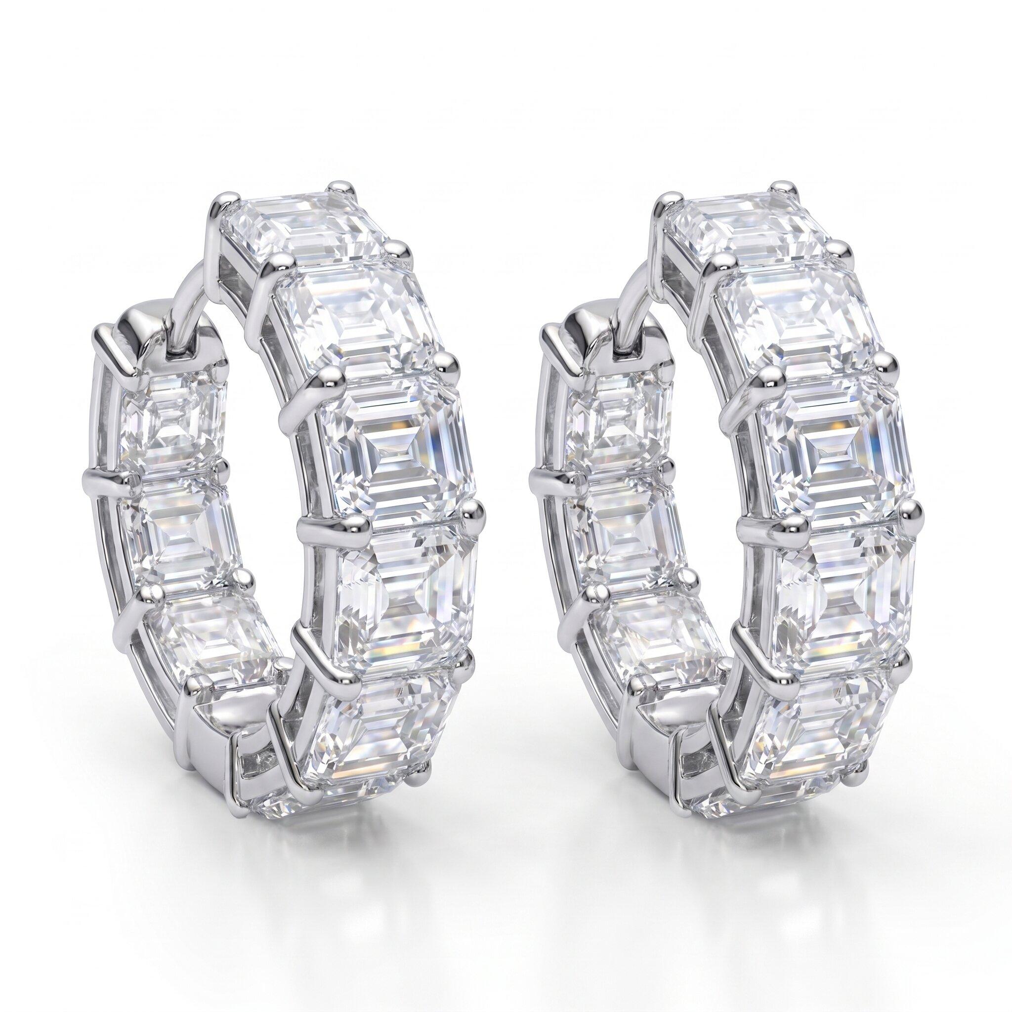 Pendientes de aro de oro blanco de 14K (o de 18K si lo pides) con diamantes naturales «Day to Night» en venta