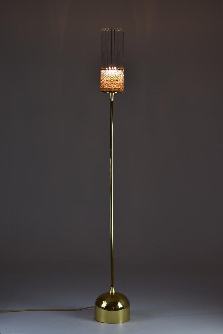 Polished Daya-F1 Brass and Glass Floor Lamp