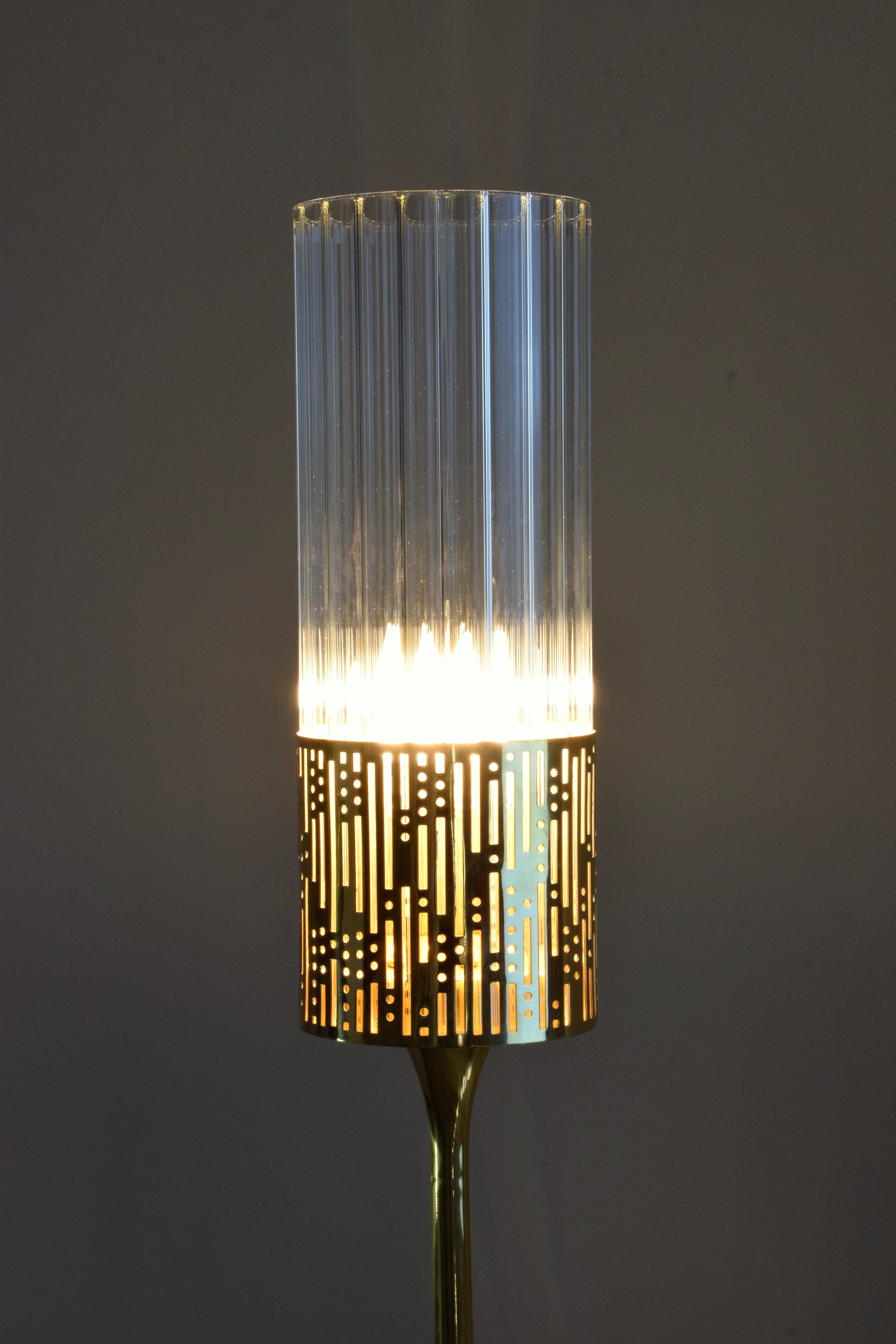 Daya-F101 Glass Modern Openwork Floor Lamp In New Condition In Paris, FR