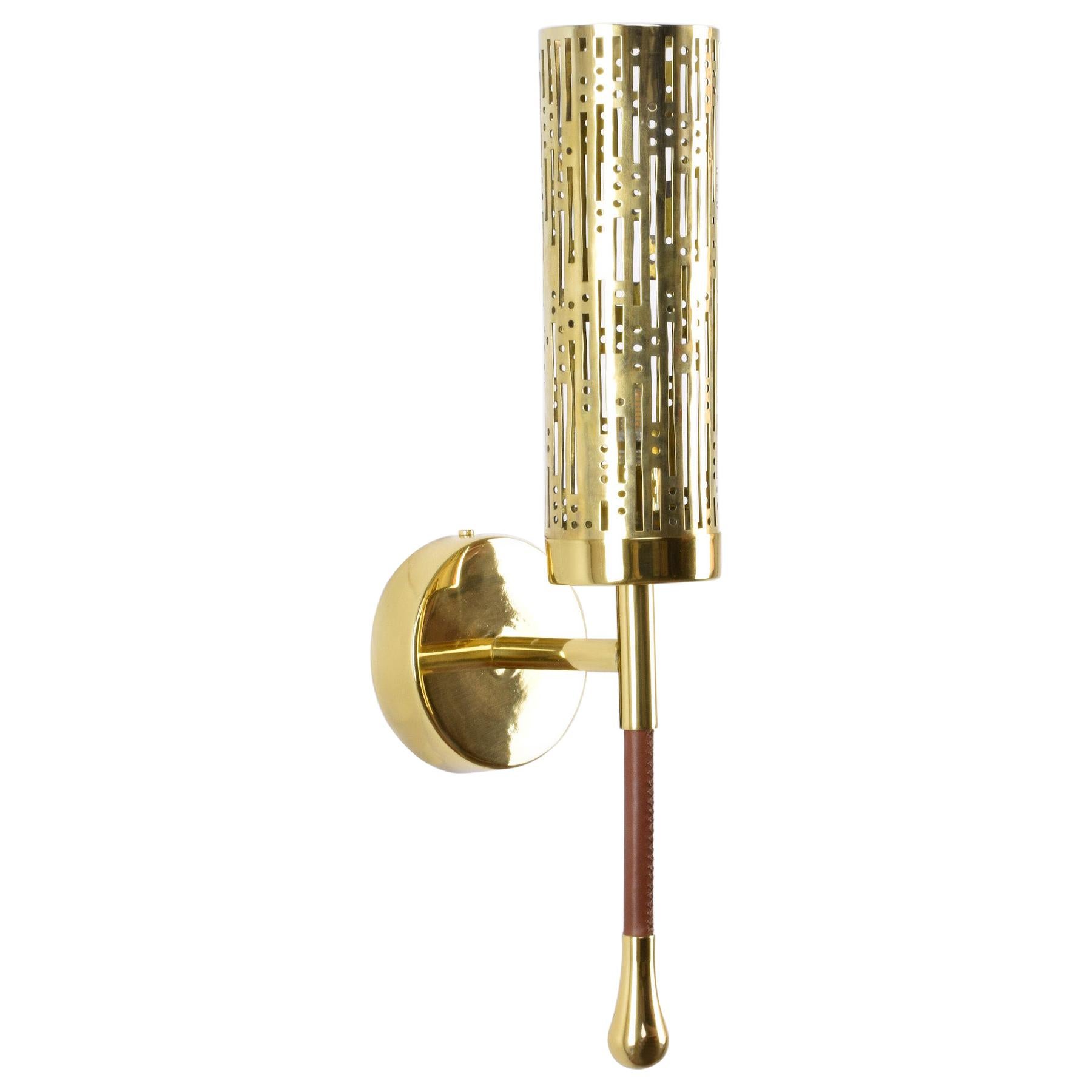 Daya-w1m2 Openwork Brass Wall Light, Flow 2 Collection For Sale