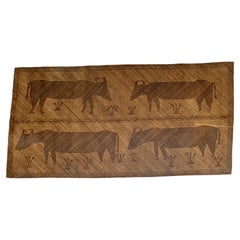 Retro Dayak Tribe Mat with Buffalo Motif & Grass, Kalimantan, Indonesia