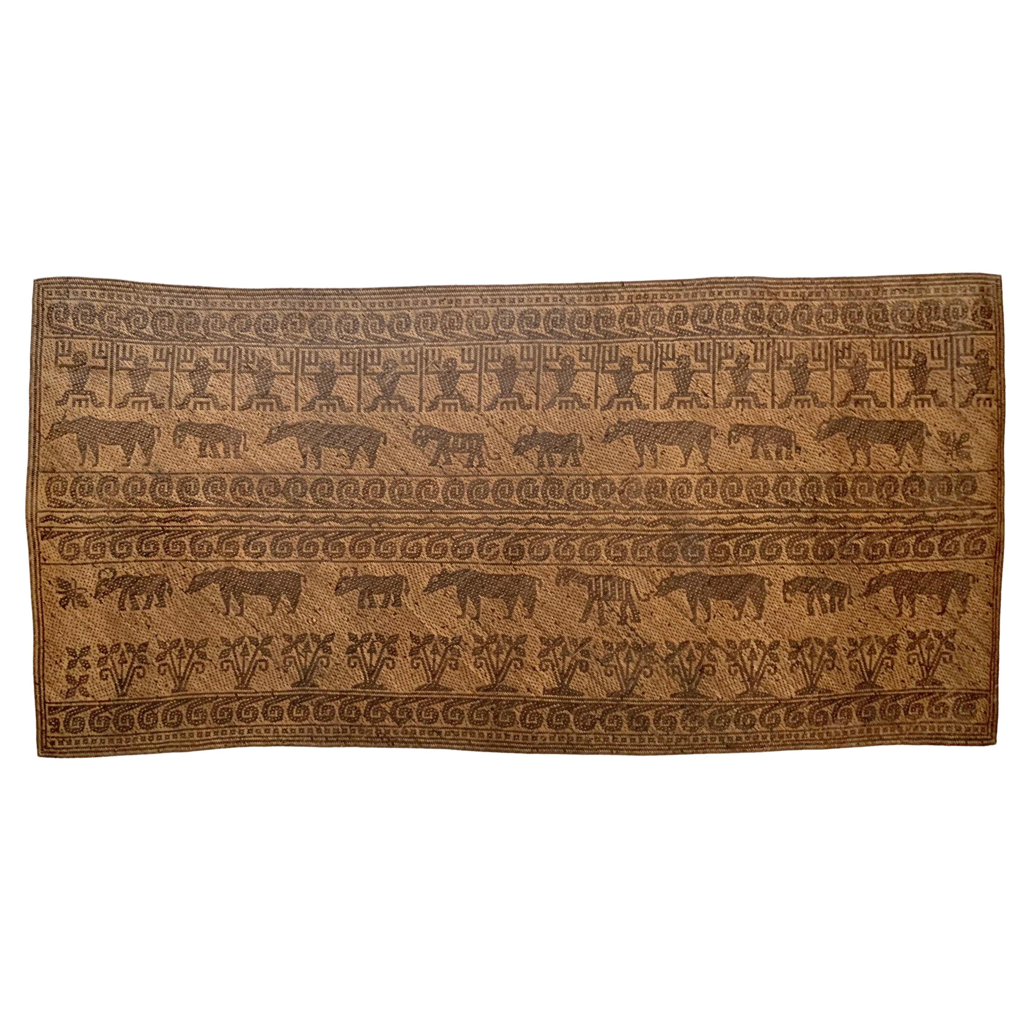 Dayak Tribe Mat with Spiral, Animal and Human Tribal Motifs, Borneo, Indonesia For Sale