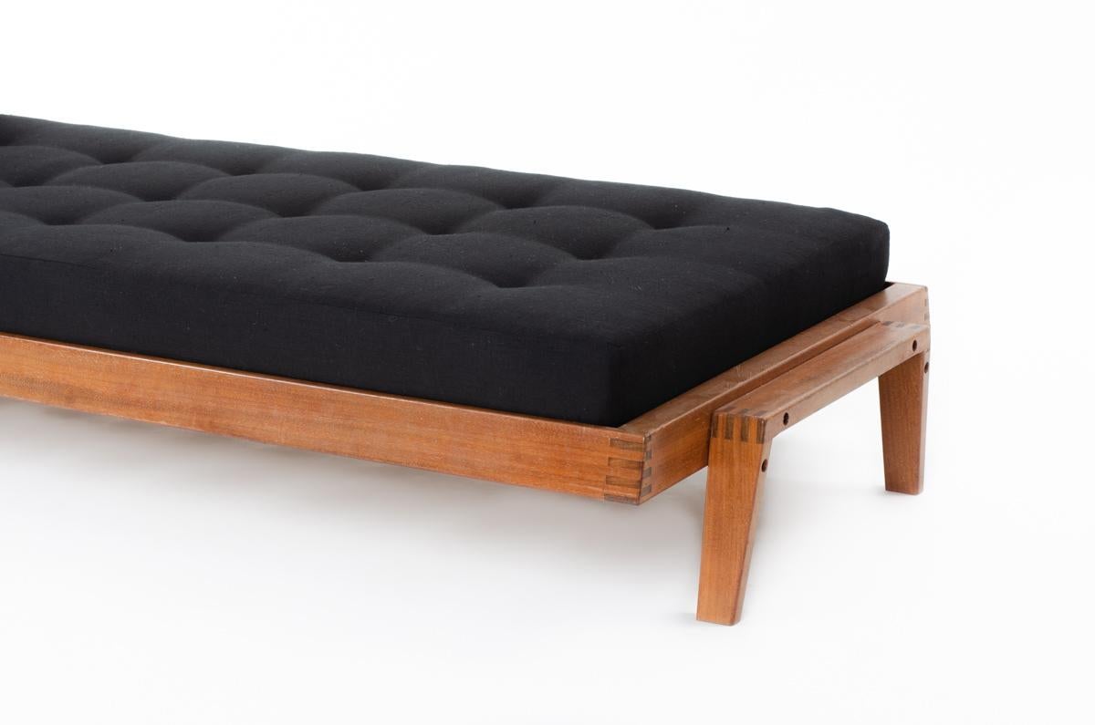 Daybed by Andre Sornay in Mahogany and Black Linen, 1960 7