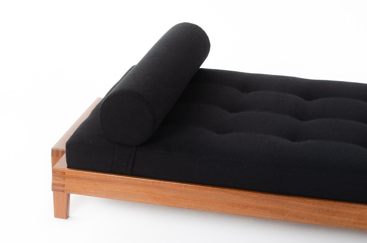 Daybed by Andre Sornay in Mahogany and Black Linen, 1960 1