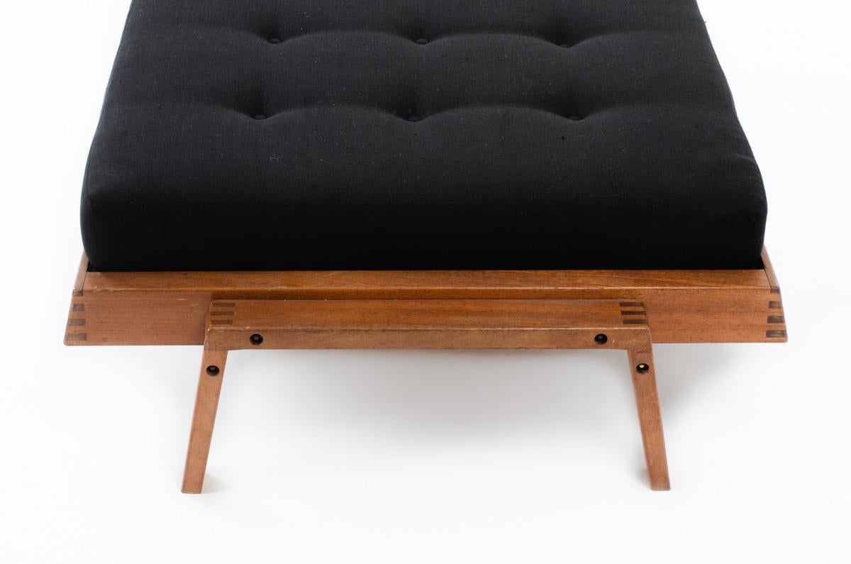 Daybed by Andre Sornay in Mahogany and Black Linen, 1960 2