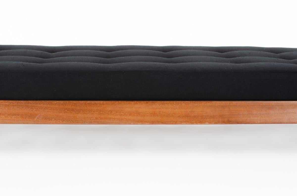 Daybed by Andre Sornay in Mahogany and Black Linen, 1960 4
