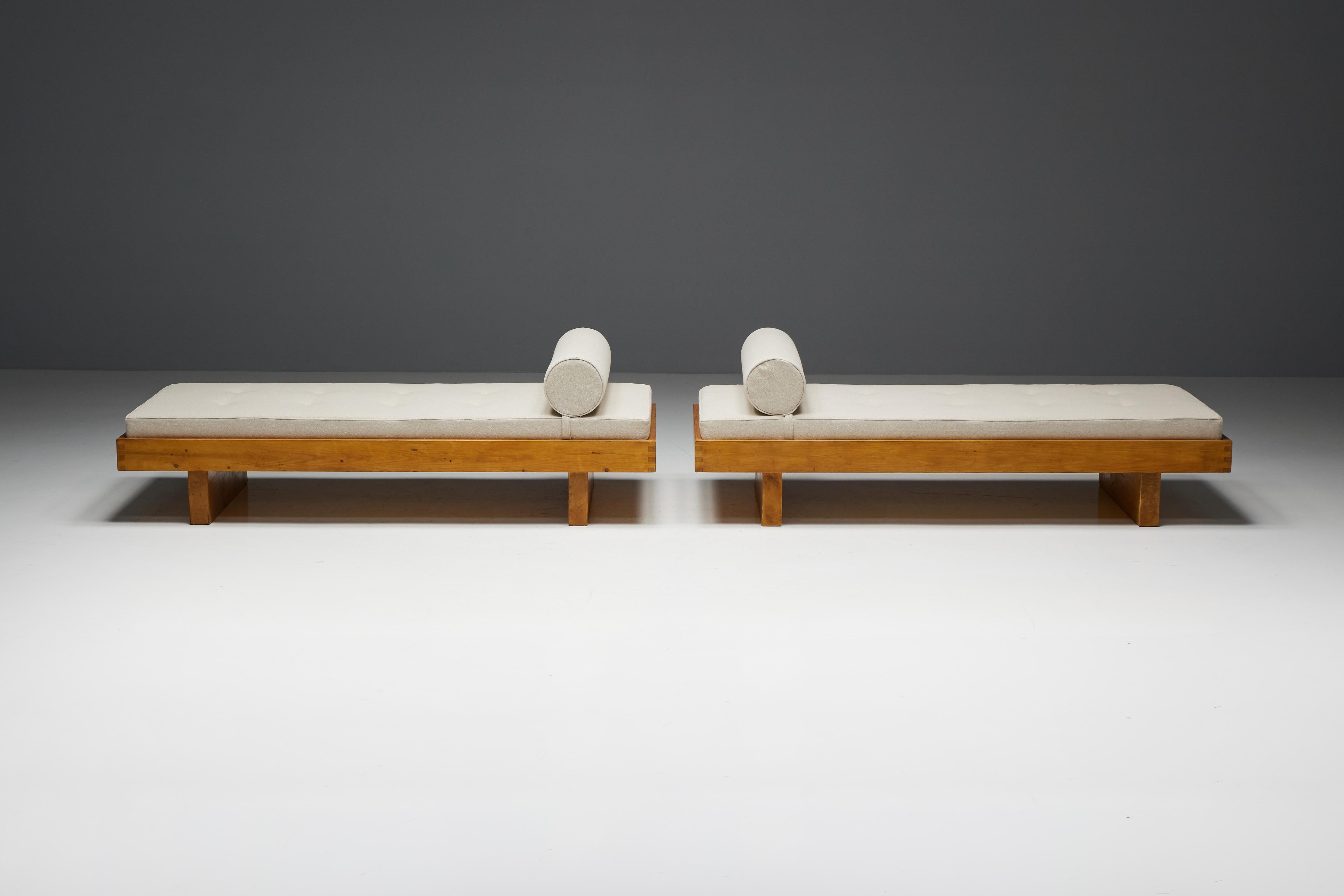 Wood Daybed by Charlotte Perriand for Méribel Les Allues, France, 1960s For Sale