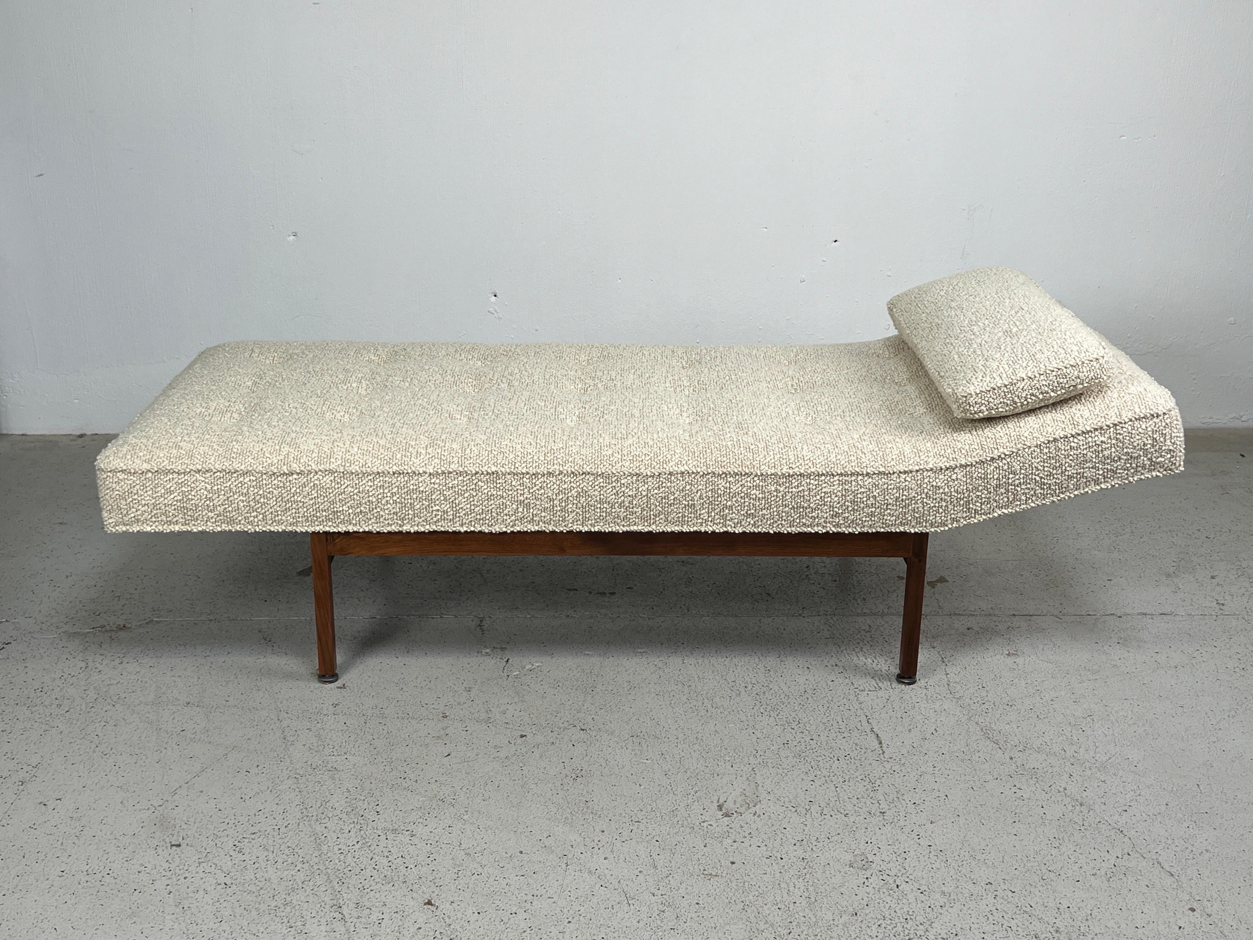 A Jens Risom daybed with walnut frame and steel glides. Fully restored. 