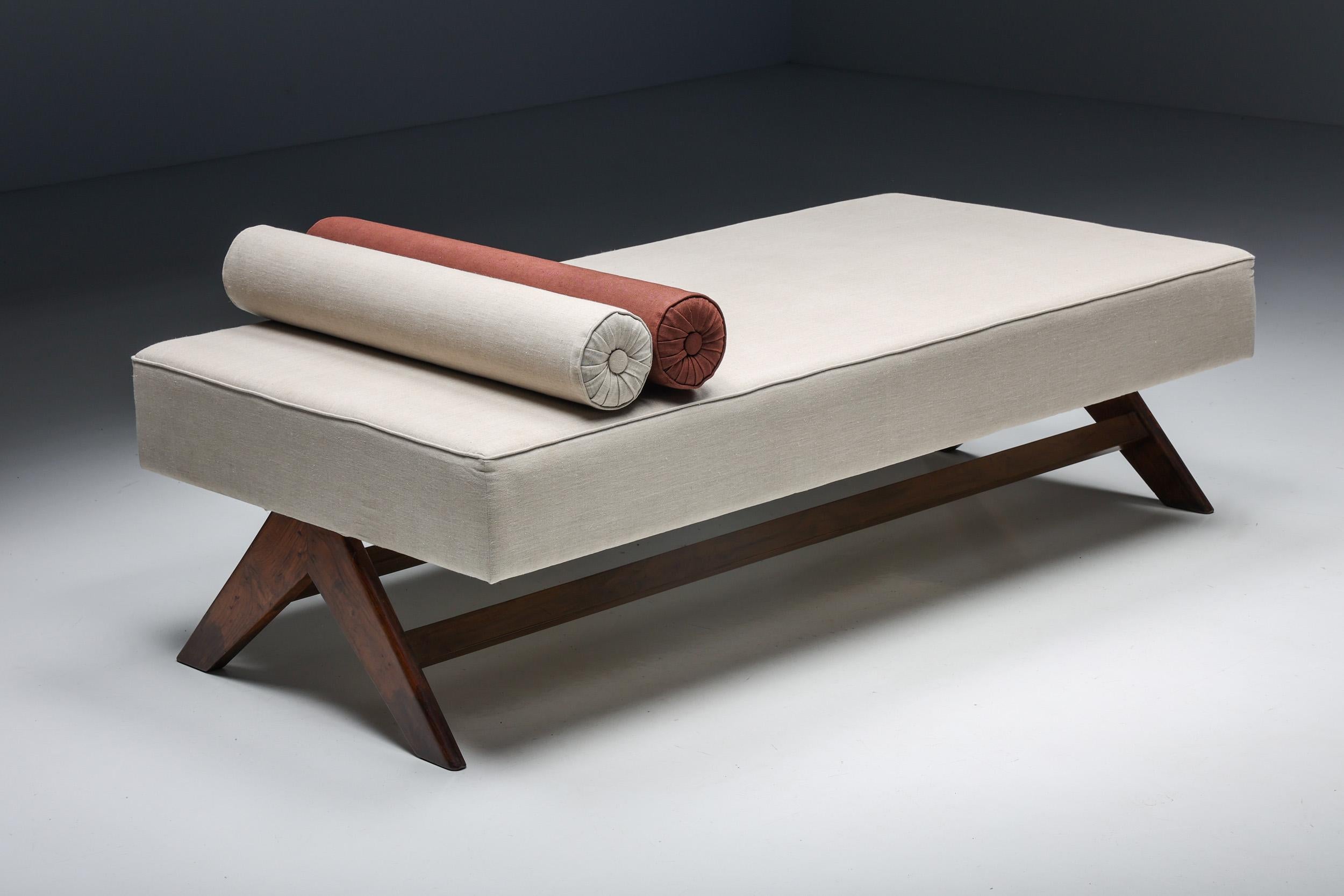 Pierre Jeanneret; daybed; resting bed; Diwan; Teak; Upholstery; Chandigarh; India; Le Corbusier; 1950s; 1957; 1958; Mid-Century Modern; 

Resting bed, known as 