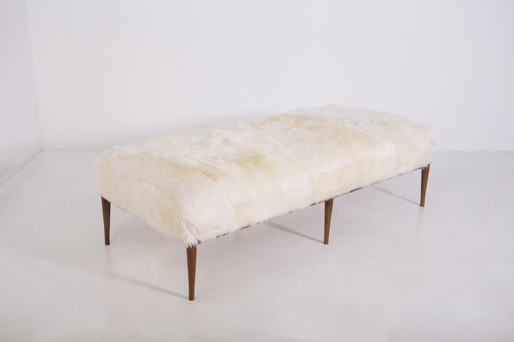 American Daybed by T.H. Robsjohn-Gibbings in Goat Hair and Walnut