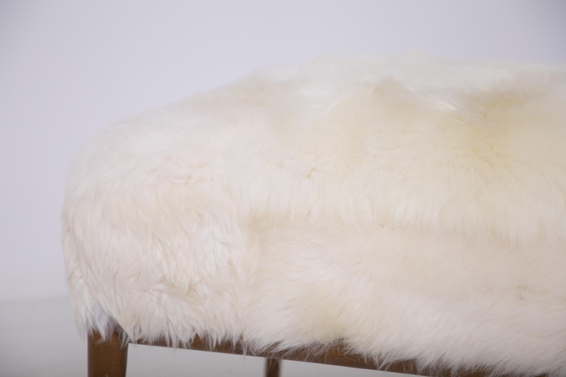 Fur Daybed by T.H. Robsjohn-Gibbings in Goat Hair and Walnut