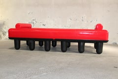 Daybed "Centopiedi" in Red Leatherette by Antonio Locatelli & Pietro Salmoiraghi