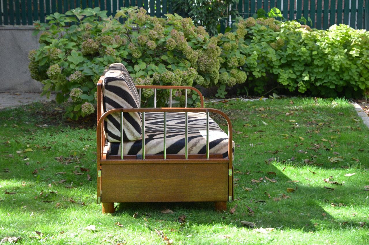 Daybed H-215 de Jindrich Halabala para UP Zavody, años 30 Cuero de cebra en venta