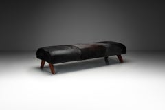 Daybed in Dark Ponyskin with Wooden Legs, Europe 1940s