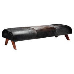 Daybed in Dark Ponyskin with Wooden Legs, Europe 1940s