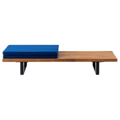 Daybed in Oak and Blue Fabric Produced by Nordiska Kompaniet in Sweden