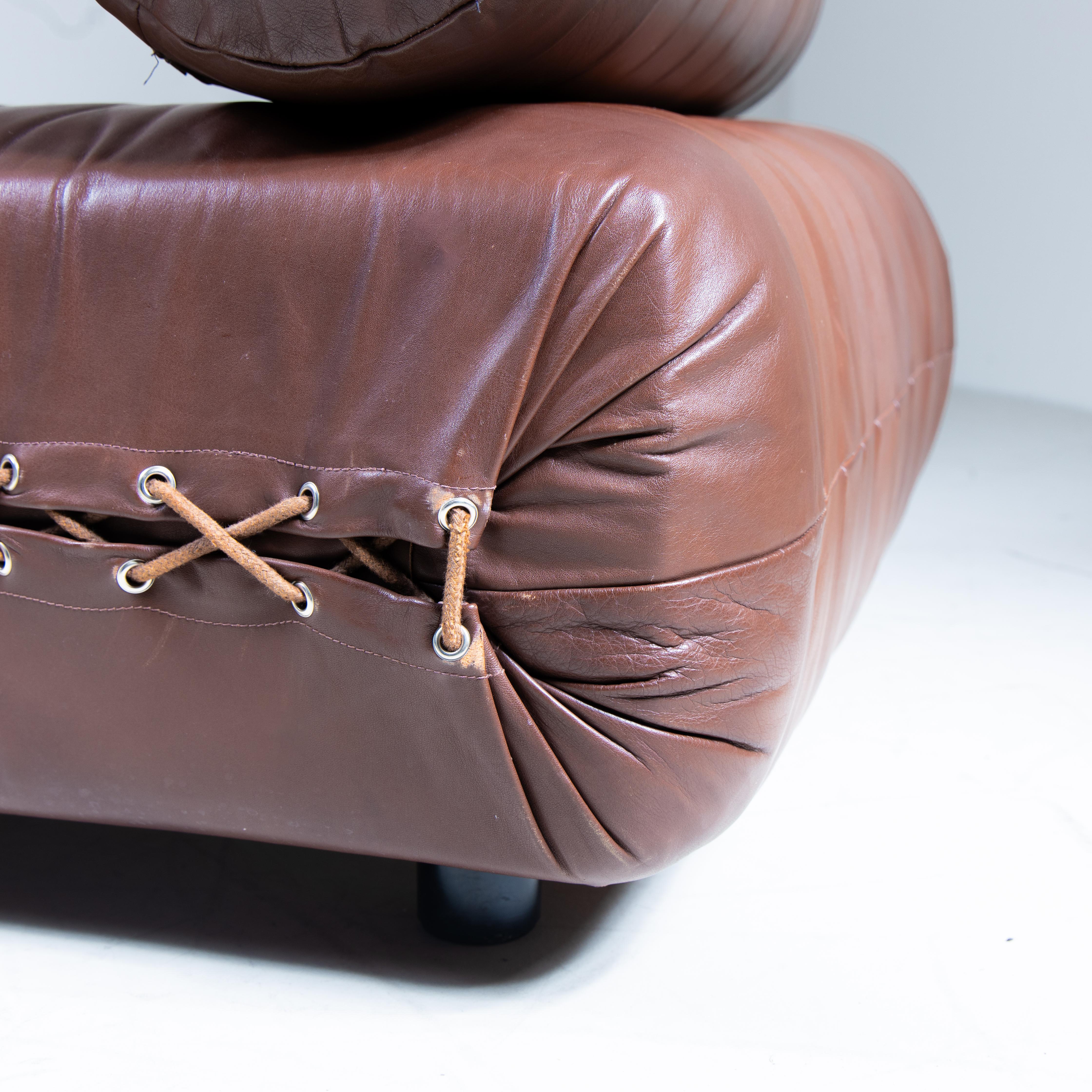 Daybed in pelle marrone, manifattura italiana, 1960 in vendita 3