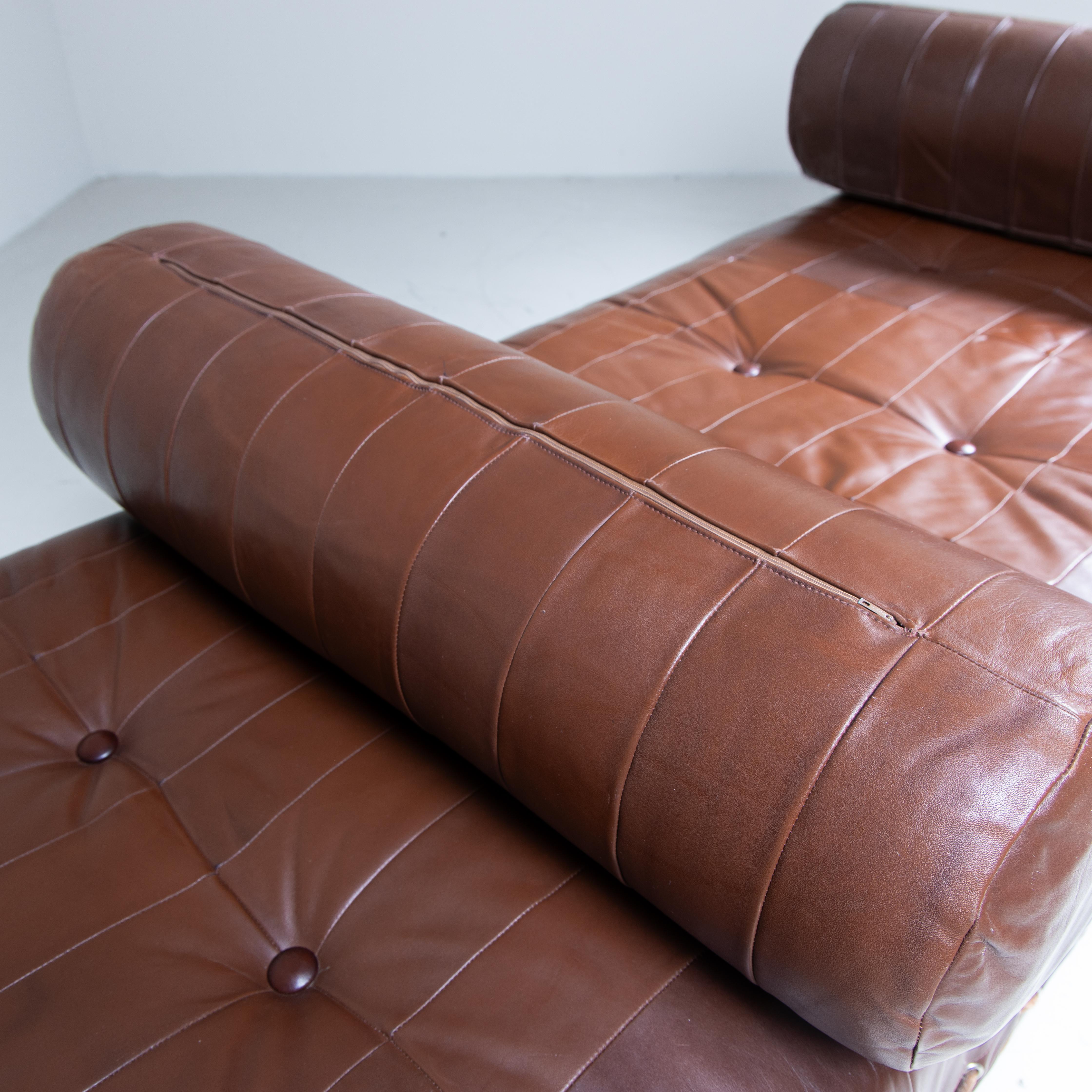 Daybed in pelle marrone, manifattura italiana, 1960 in vendita 1