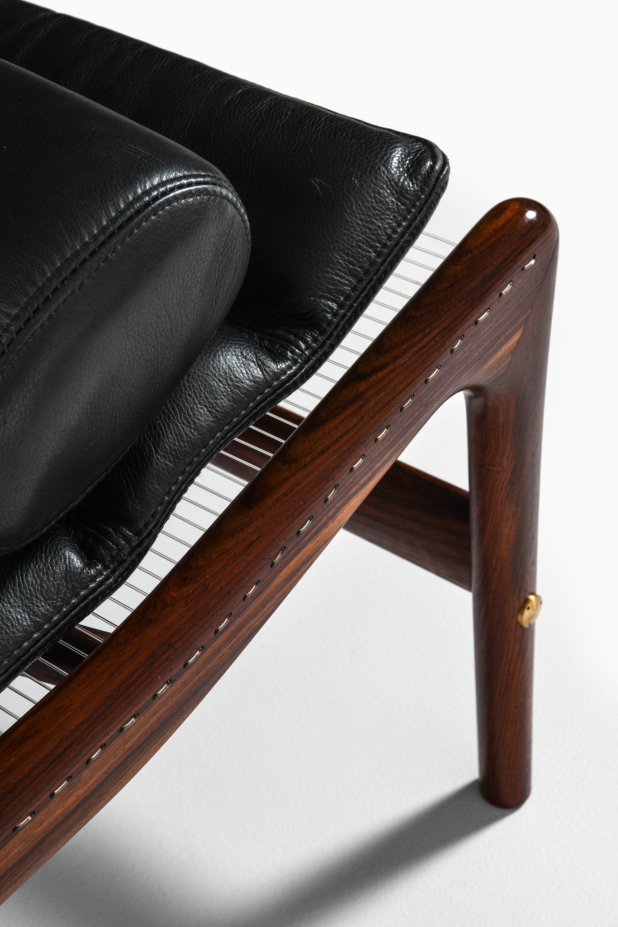 Lit de jour en palissandre, cordes en nylon et cuir noir par Helge Vestergaard-Jensen en vente 3
