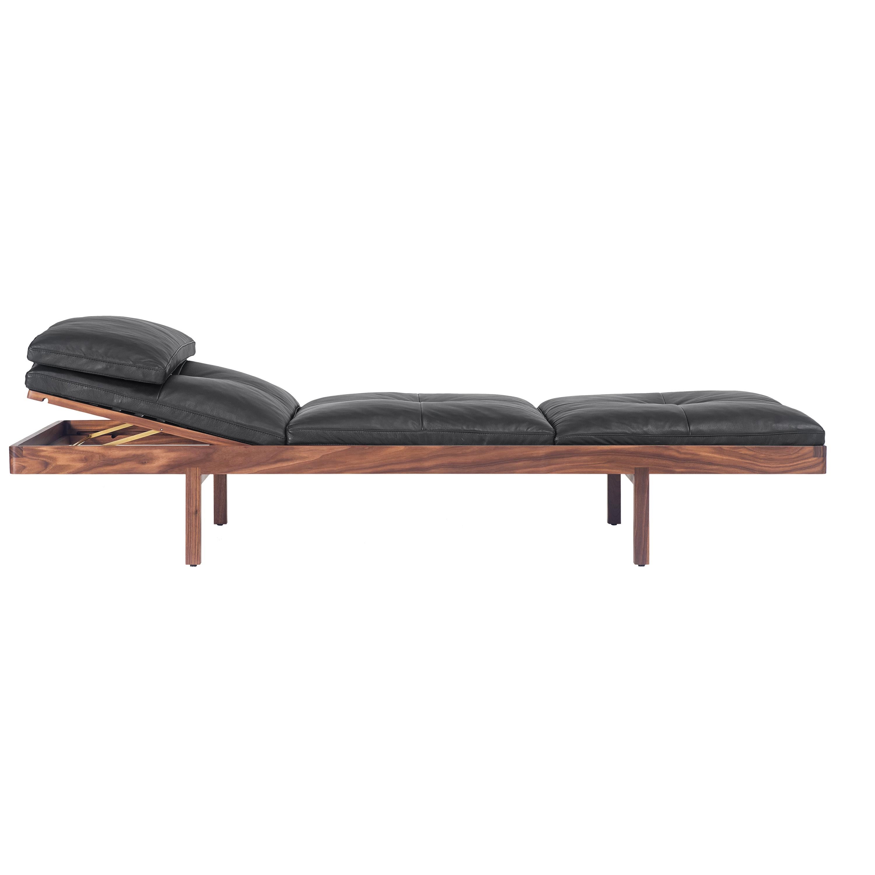 Daybed in Walnut and Leather Designed by Craig Bassam