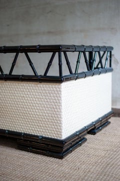 Cama de día de madera lacada con efecto bambú - años 70