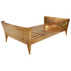 Daybed Louis XVI Style in Copper Clad on Teak Wood, Daybed by Paul Mathieu