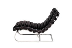 Lounge Set of 2 Daybed in Black or Brown Genuine Leather