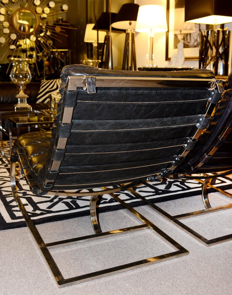 Daybed Lounge Chair in Black or Brown Genuine Leather For Sale at 1stDibs