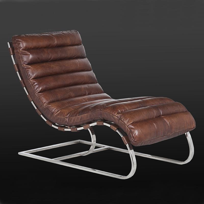 Contemporary Lounge Set of 2 Daybed in Black or Brown Genuine Leather For Sale