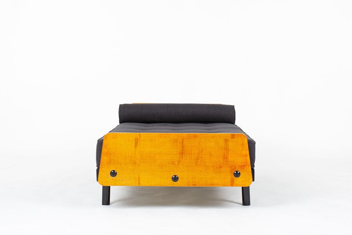French Daybed model SCAL 452 by Jean Prouve steel and ash 1950