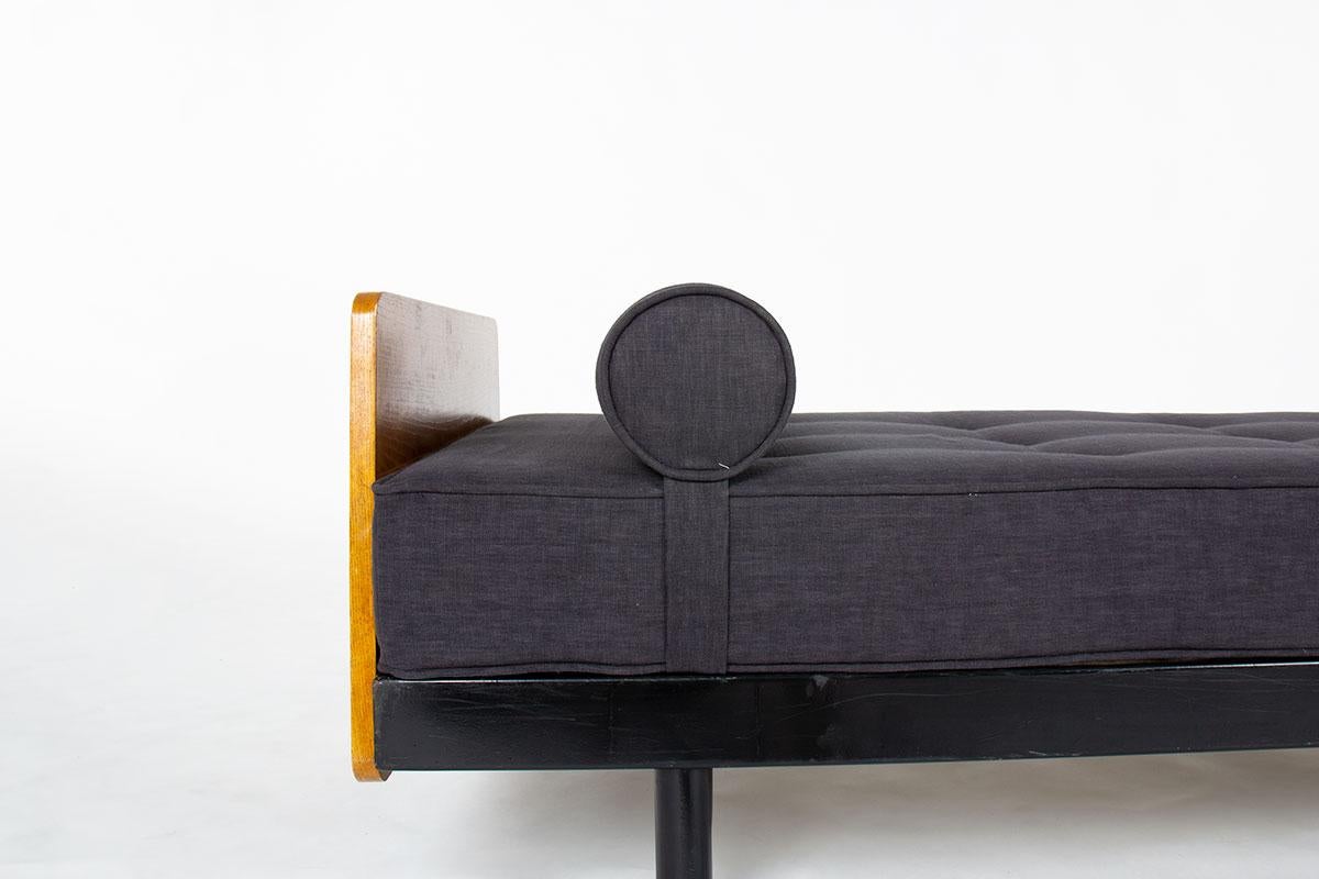 Steel Daybed model SCAL 452 by Jean Prouve steel and ash 1950