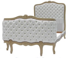Daybed or Single Bed Upholstered Button Back French Early 20th Century